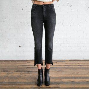 CLOSED Womens Sz 26 Rose Raw Hem Washed Black Denim Stretch Jeans Made In Italy